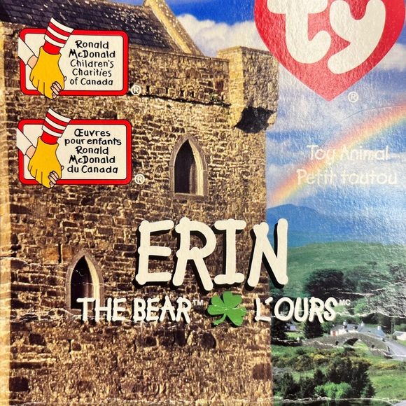 Ty Beanie Baby Erin The Bear 1993 Retired With Errors Bilingual Canadian Version - Picture 2 of 6